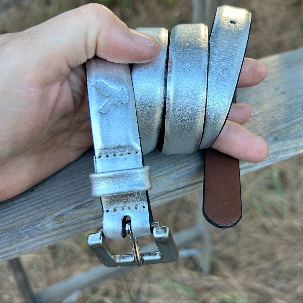 American Eagle Outfitters size S leather silver belt
